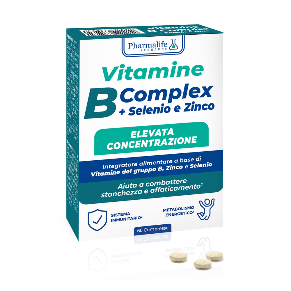 Vitamine-b-complex-compresse-nuova-grafica VITAMINE B COMPLEX+ SELENIO E ZINCO 60 CPS - immagine 1